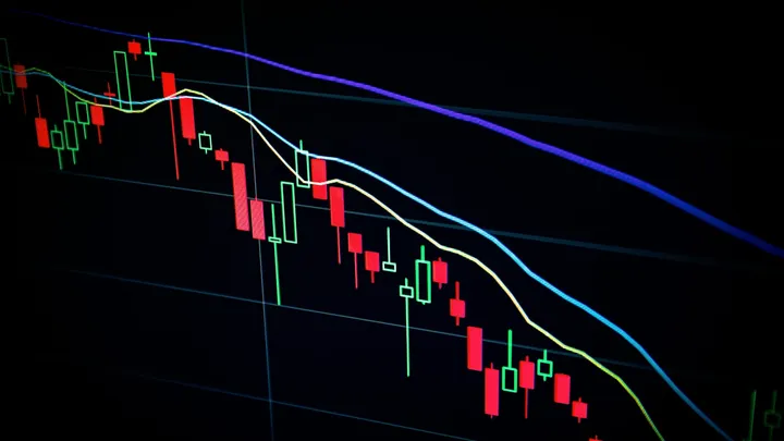 A red candlestick chart showing a sharp market sell-off