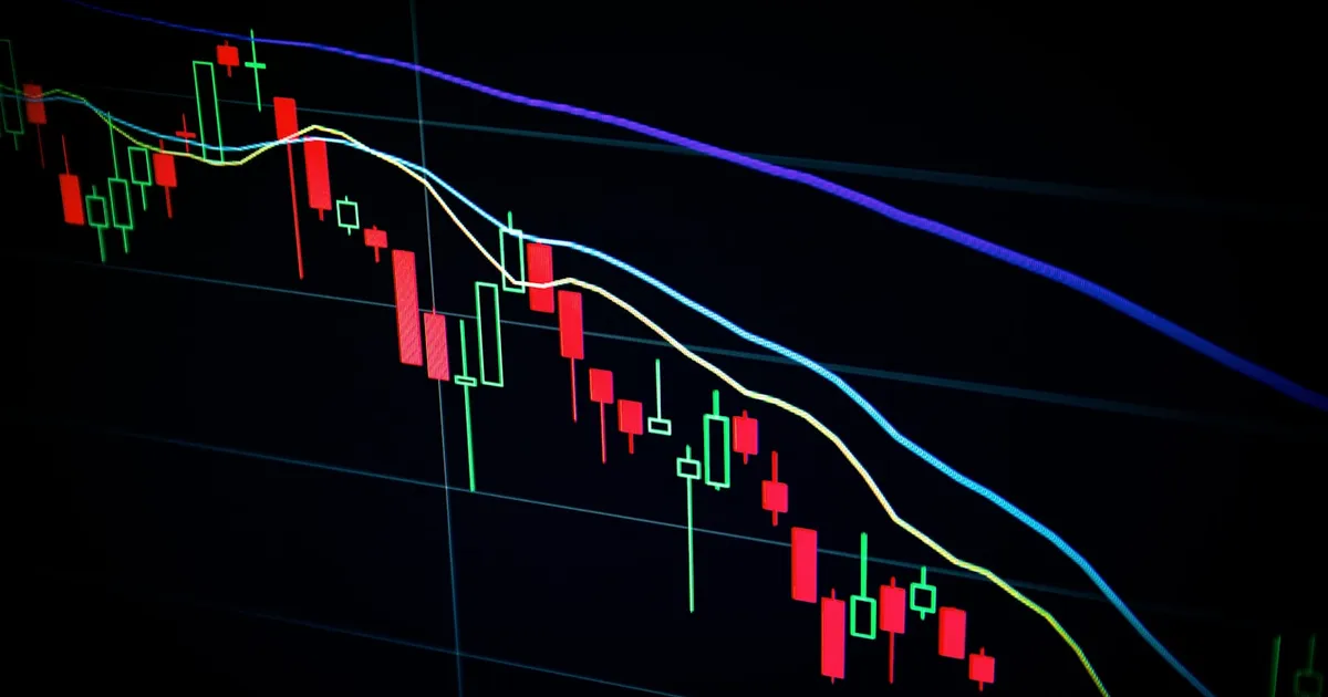 A red candlestick chart showing a sharp market sell-off