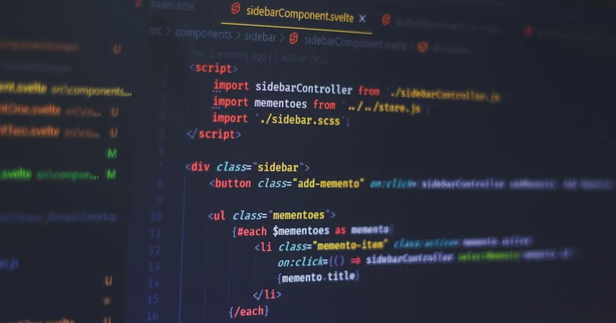 Code editor showing a component's markup