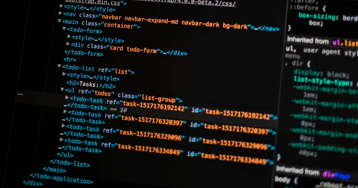 HTML and CSS code displayed on a screen