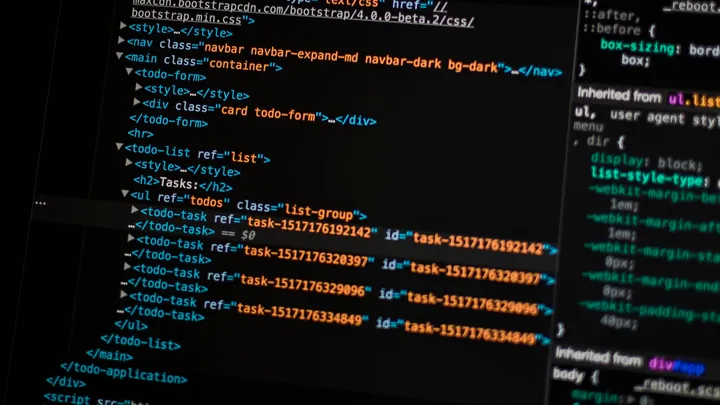 HTML and CSS code displayed on a screen