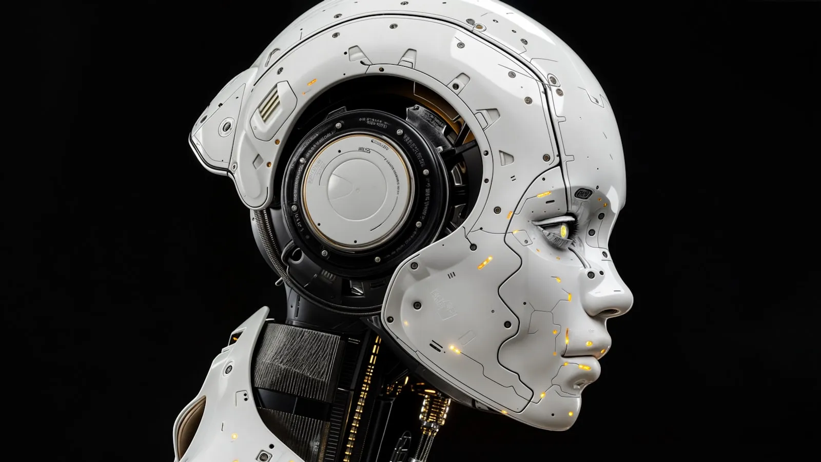 A humanoid robot standing in a modern industrial setting