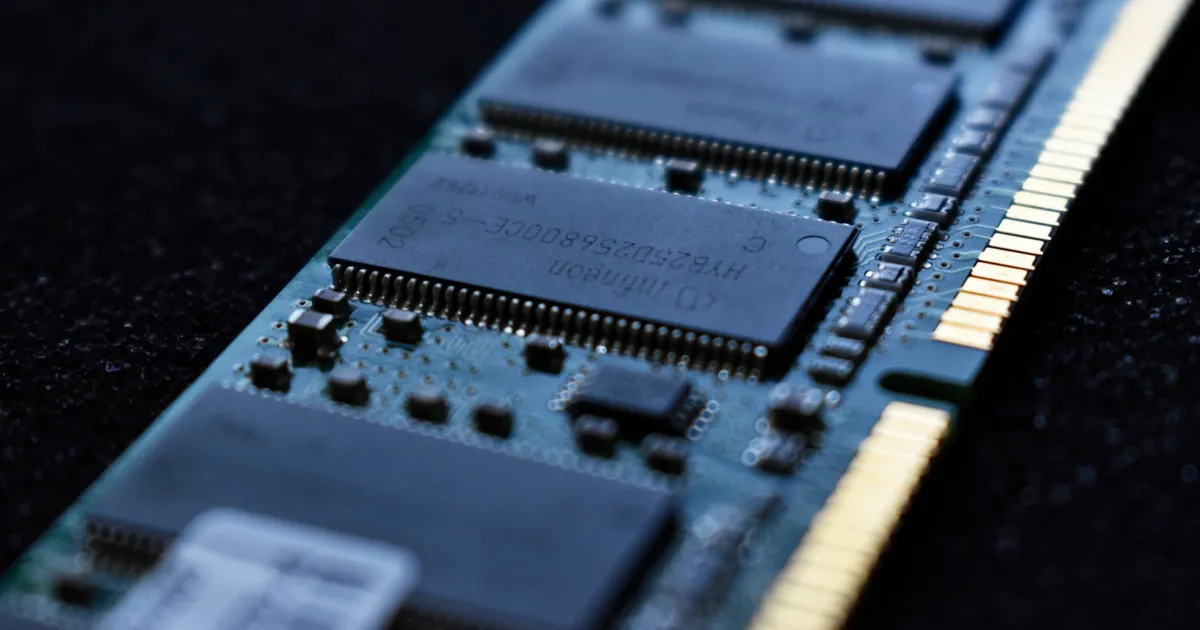 A close-up of a computer memory module