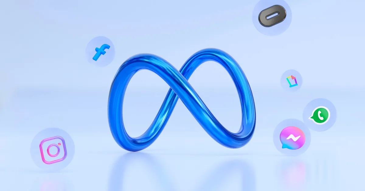 Meta's infinity-shaped logo alongside a grid of its social app icons