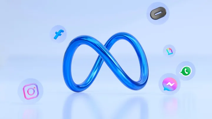 Meta's infinity-shaped logo alongside a grid of its social app icons