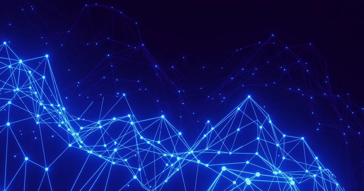 A blue network mesh of connected nodes