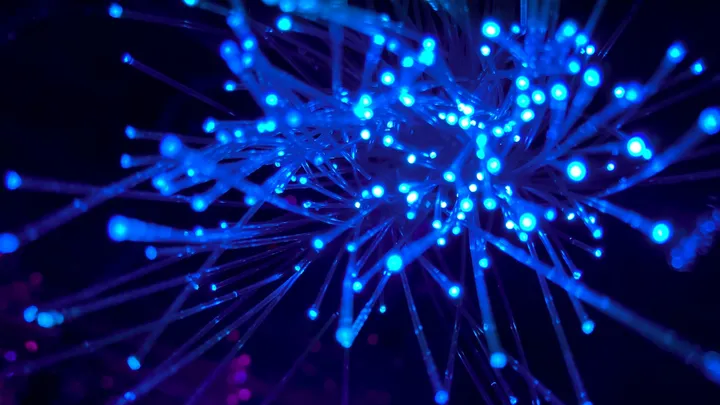 Abstract purple neural network fibers