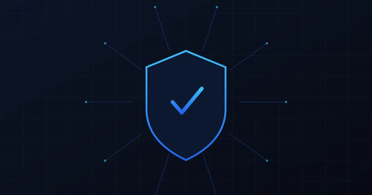 A glowing shield icon over a circuit-board background, representing AI systems security